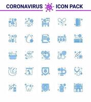 25 conjunto de iconos de emergencia de coronavirus diseño azul, como píldoras médicas de cápsula abierta que no permiten medicamentos coronavirus viral médico 2019nov elementos de diseño de vectores de enfermedad