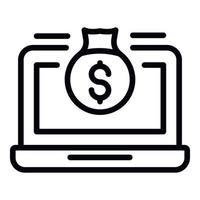 Online money icon, outline style vector