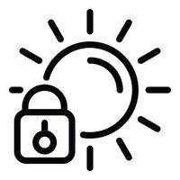 Sunscreen padlock icon, outline style vector