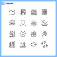 Pictogram Set of 16 Simple Outlines of ship daw management computer application Editable Vector Design Elements