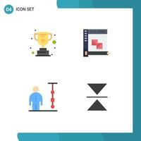 4 Universal Flat Icon Signs Symbols of achievement chart coding panel corporate management Editable Vector Design Elements