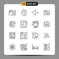 16 Black Icon Pack Outline Symbols Signs for Responsive designs on white background 16 Icons Set Creative Black Icon vector background