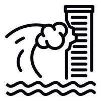 Tsunami wave on skyscraper icon, outline style vector