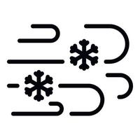 icono de viento de nieve, estilo de contorno vector