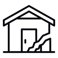 Cracked house icon, outline style vector