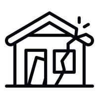 Destroyed house icon, outline style vector