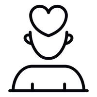 Heart in head icon, outline style vector