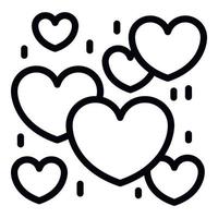 Much love hearts icon, outline style vector