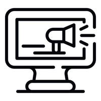 Monitor megaphone icon, outline style vector