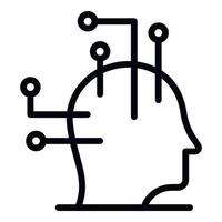 Ai brain icon, outline style vector