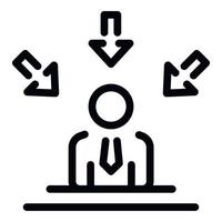 Office man concentration icon, outline style vector