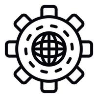 Global gear icon, outline style vector