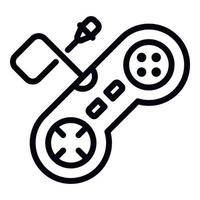 Wired joystick icon, outline style vector