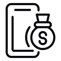 Smartphone money tax icon, outline style vector