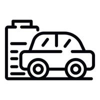 icono de coche y batería, estilo de esquema vector