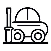 Car and screwdriver icon, outline style vector