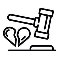 Divorce judge gavel icon, outline style vector