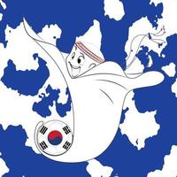 mascota con la bandera de la república de corea vector