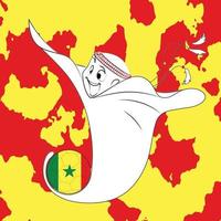 mascota con bandera senegalesa vector