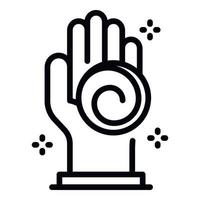 Hand hypnosis icon, outline style vector