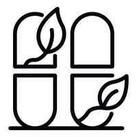 Herbal capsule icon, outline style vector