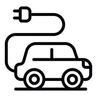 Car with plug icon, outline style vector