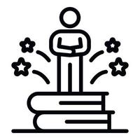 Interview book stack icon, outline style vector