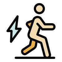 vector de contorno de color de icono de hombre corriendo