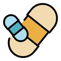 Digestion capsule pill icon color outline vector