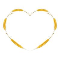 Wheat ears heart shaped frame icon, cartoon style vector