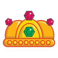 Ruby imperial crown icon, cartoon style vector