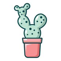 Opuntia cactus icon, cartoon style vector