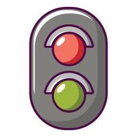 Traffic light railway icon, cartoon style vector