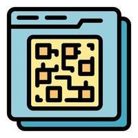 Qr code icon color outline vector