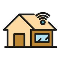 Home wifi icon color outline vector