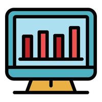 Monitor analytics icon color outline vector