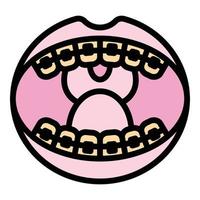 Open mouth braces icon color outline vector