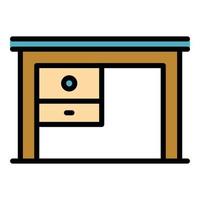 Wood retro table icon color outline vector