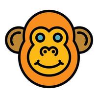 Face gibbon icon color outline vector
