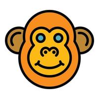 Face gibbon icon color outline vector