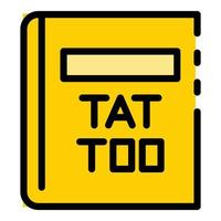 vector de contorno de color de icono de catálogo de tatuajes