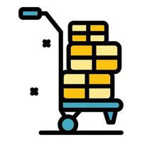 Immigrants bags cart icon color outline vector