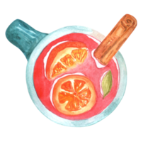 Watercolor cup of mulled wine png