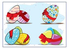Easter egg with a red bow and patterns for the holiday of Holy Easter vector
