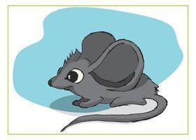 raton gris con orejas grandes vector