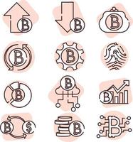 Conjunto de iconos de blockchain, icono, vector sobre fondo blanco.