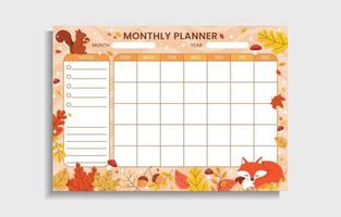 Autumn Themed Monthly Planner vector