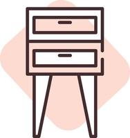 Furniture bedside table, icon, vector on white background.