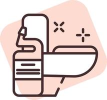 Cleaning toilet, icon, vector on white background.