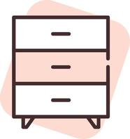 Furniture dresser, icon, vector on white background.